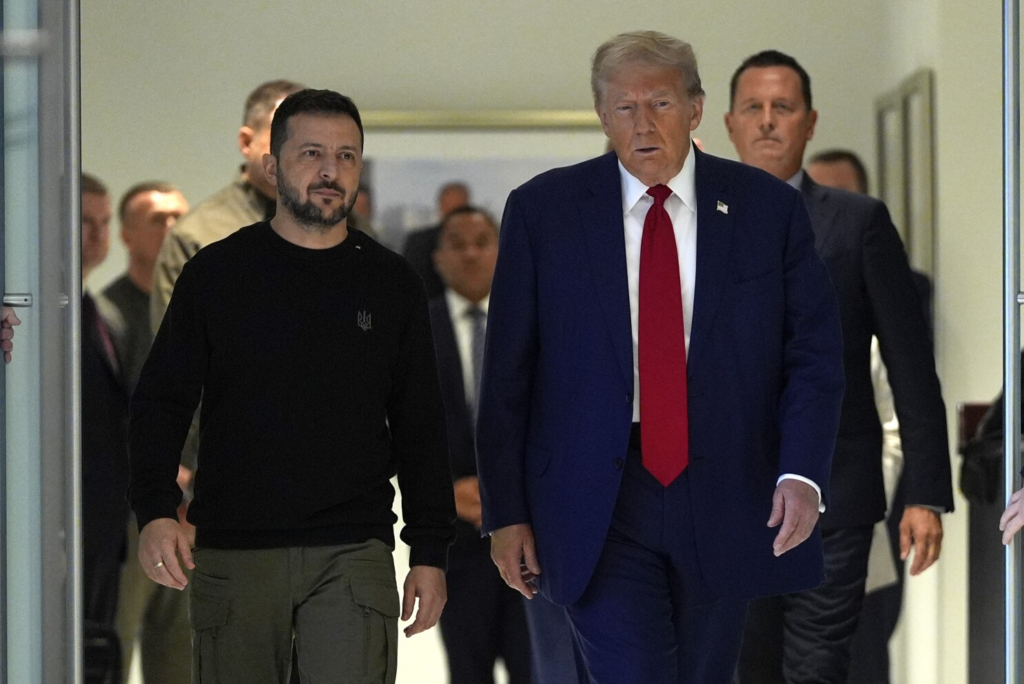 President Donald Trump with Ukrainian President Volodymyr Zelenskyy.