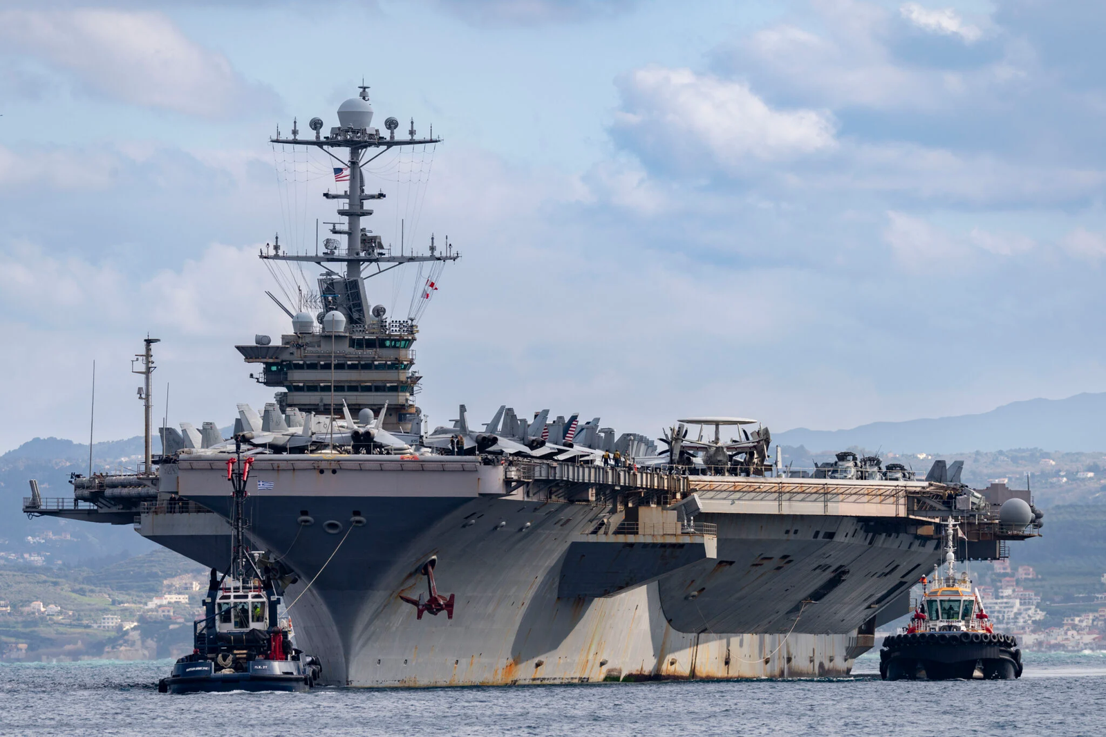USS Harry S. Truman aircraft carrier collides with merchant vessel in the Mediterranean Sea near Egypt