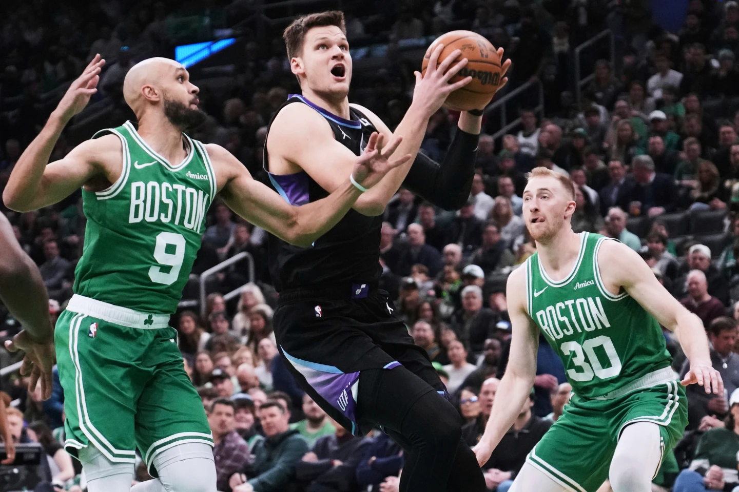 Sam Hauser scores career-best 33 points as Celtics beat Jazz 114-108