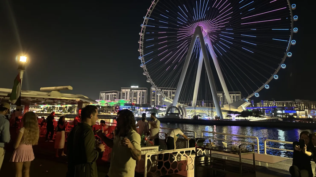 Part of the Dubai skyline as seen from the DogeOS yacht party on May 1, 2025, in the United Arab Emirates. Source: CNBC