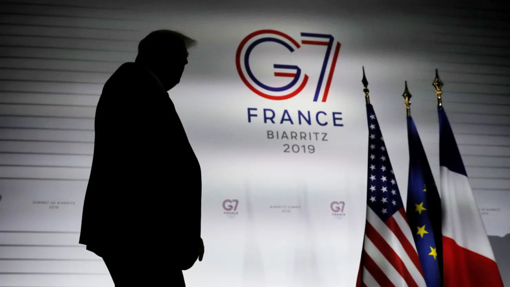 President Donald Trump arrives to a news conference at the end of the G7 summit in Biarritz, France, August 26, 2019.