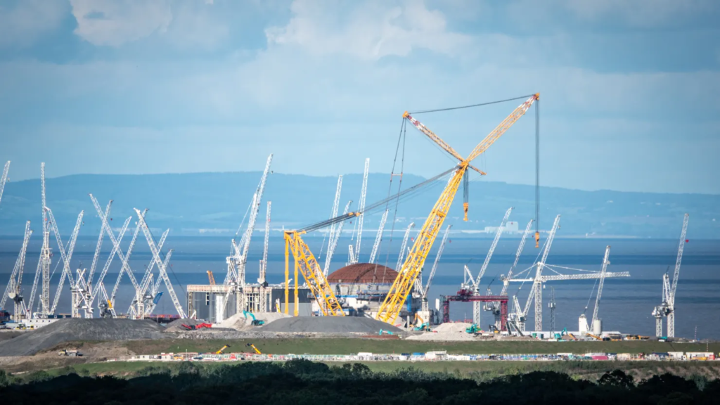 Cranes surround one of the two reactors being constructed at Hinkley Point C on September 27, 2024 in Bridgwater, England. Anna Barclay | Getty Images News | Getty Images