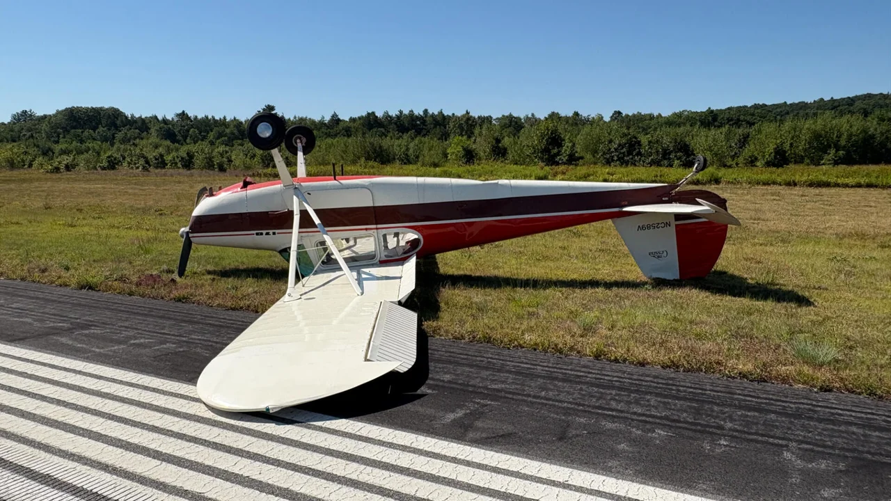 Plane flips over during landing at small Massachusetts airport, injuring pilot