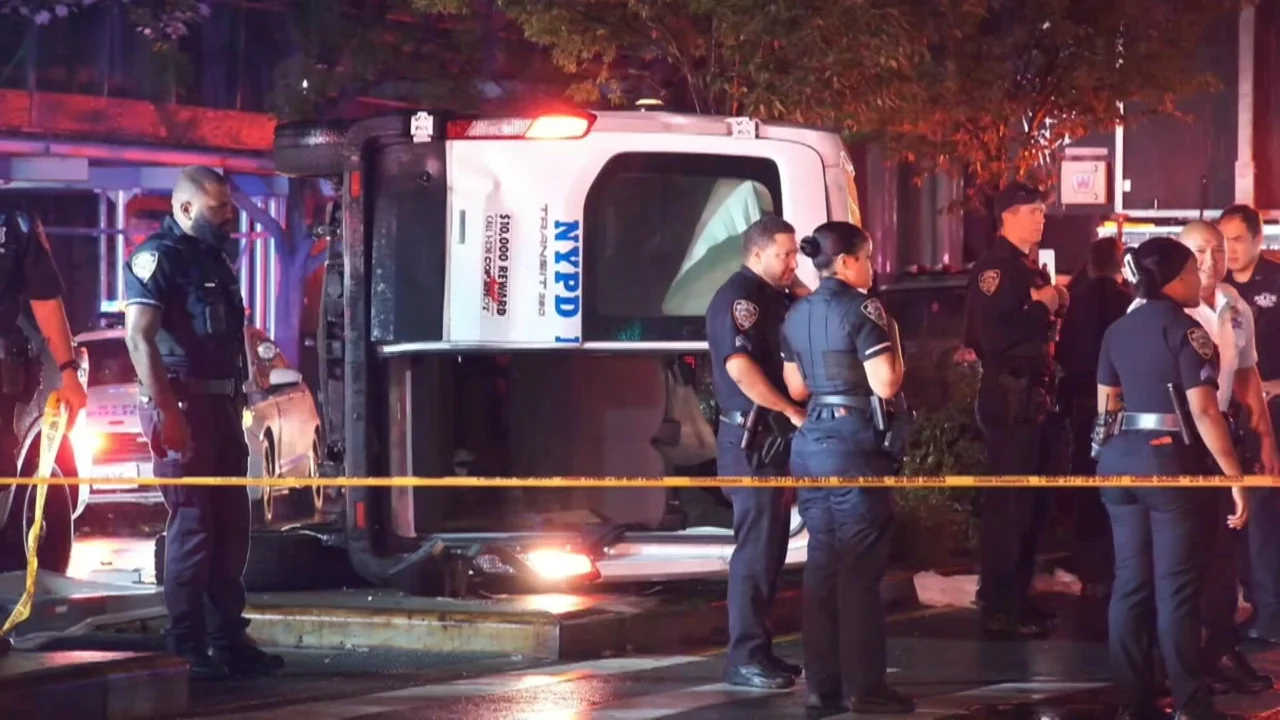 NYPD van overturns, injuring multiple officers in East Harlem crash