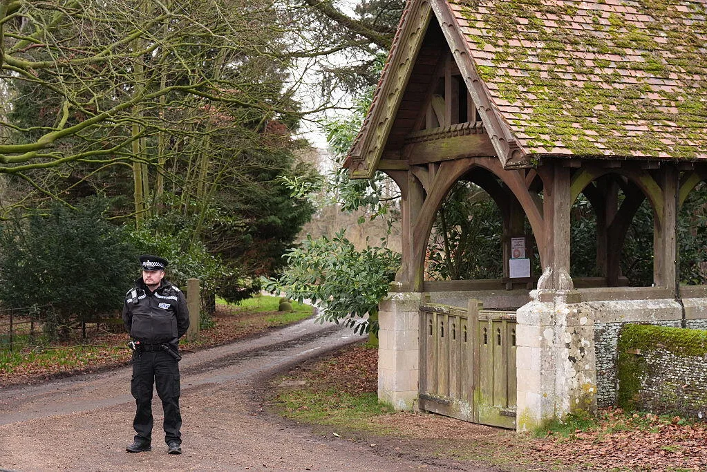 A police officer on duty at the Sandringham Estate in Norfolk, where Andrew Mounbatten-Windsor has relocated following his departure from Royal Lodge in Windsor.
Joe Giddens/PA Images via Getty Images