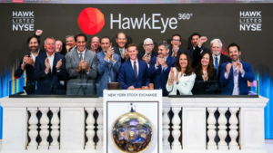 HawkEye shares surge in debut