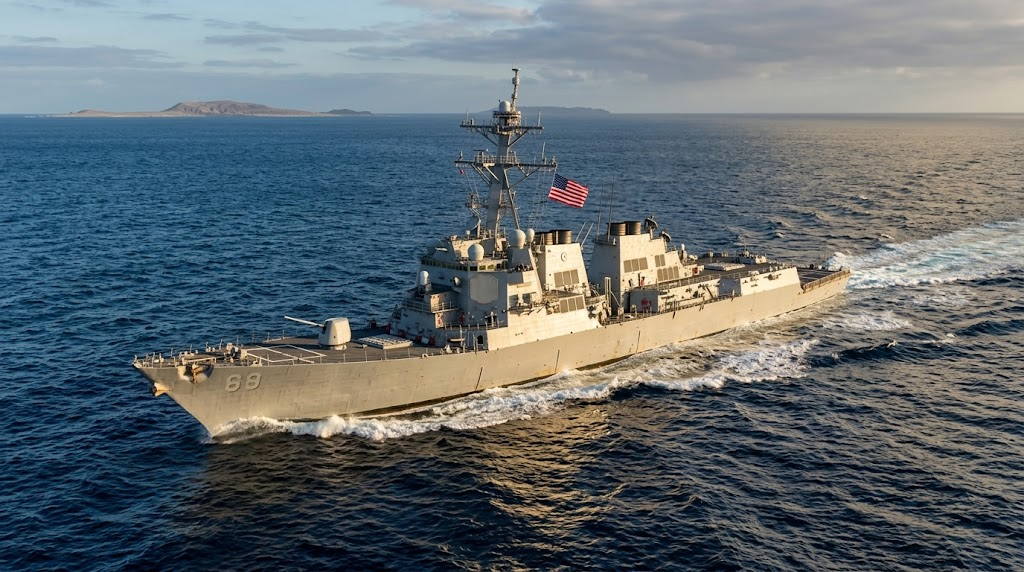 Naval warship patrolling open water