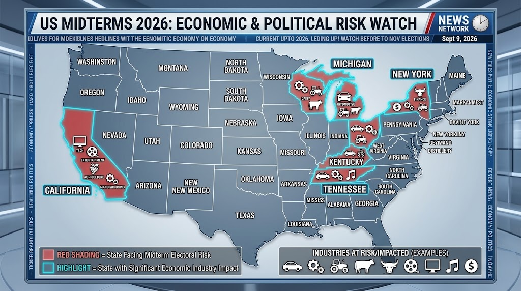 US map showing states affected by Canadian retaliatory tariffs including Michigan Ohio Wisconsin