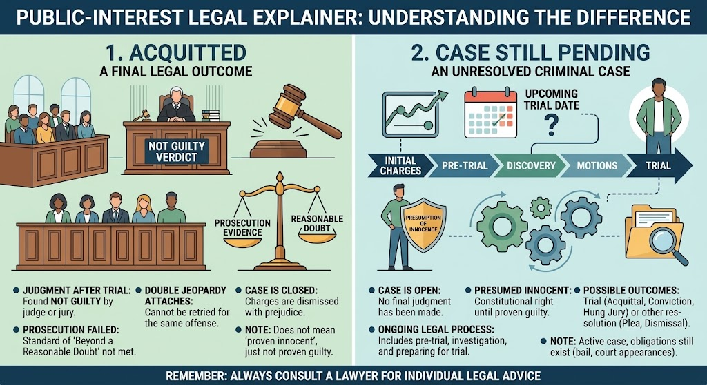 Difference between acquittal and separate pending criminal case explained