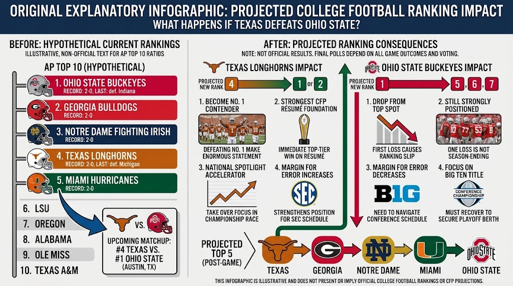 Projected college football ranking impact after Texas beats Ohio State