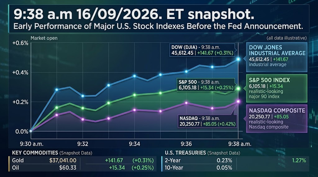 Dow S&P 500 and Nasdaq morning market snapshot before Fed decision