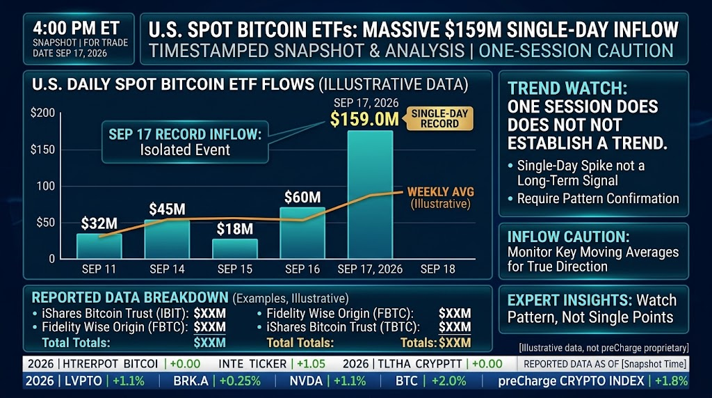 U.S. spot Bitcoin ETFs record 159 million dollar inflow on September 17 2026