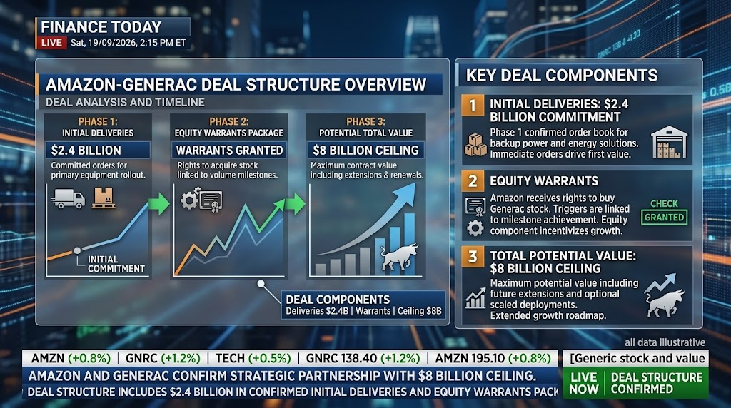 Amazon Generac deal structure shows 8 billion ceiling 2.4 billion deliveries and stock warrants
